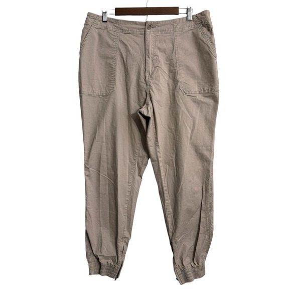 Pact jogger pants women's XL organic woven twill chino utility zippered hem - Picture 2 of 14